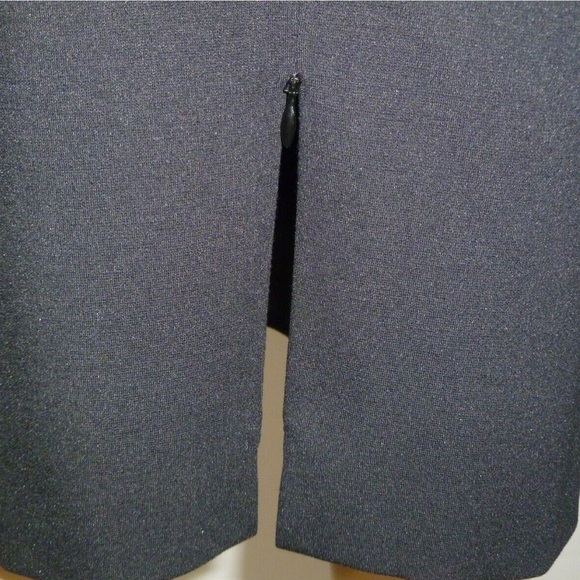 Akris Punto Faux Leather Accent Skirt with Back Split with Zipper Black - Picture 6 of 7